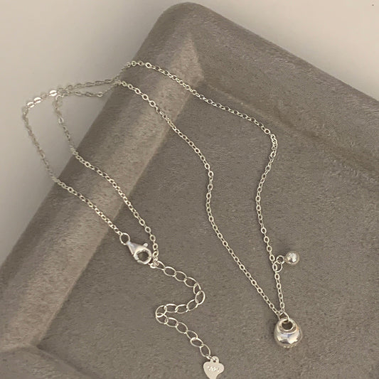 S925 sterling silver purse ball necklace
