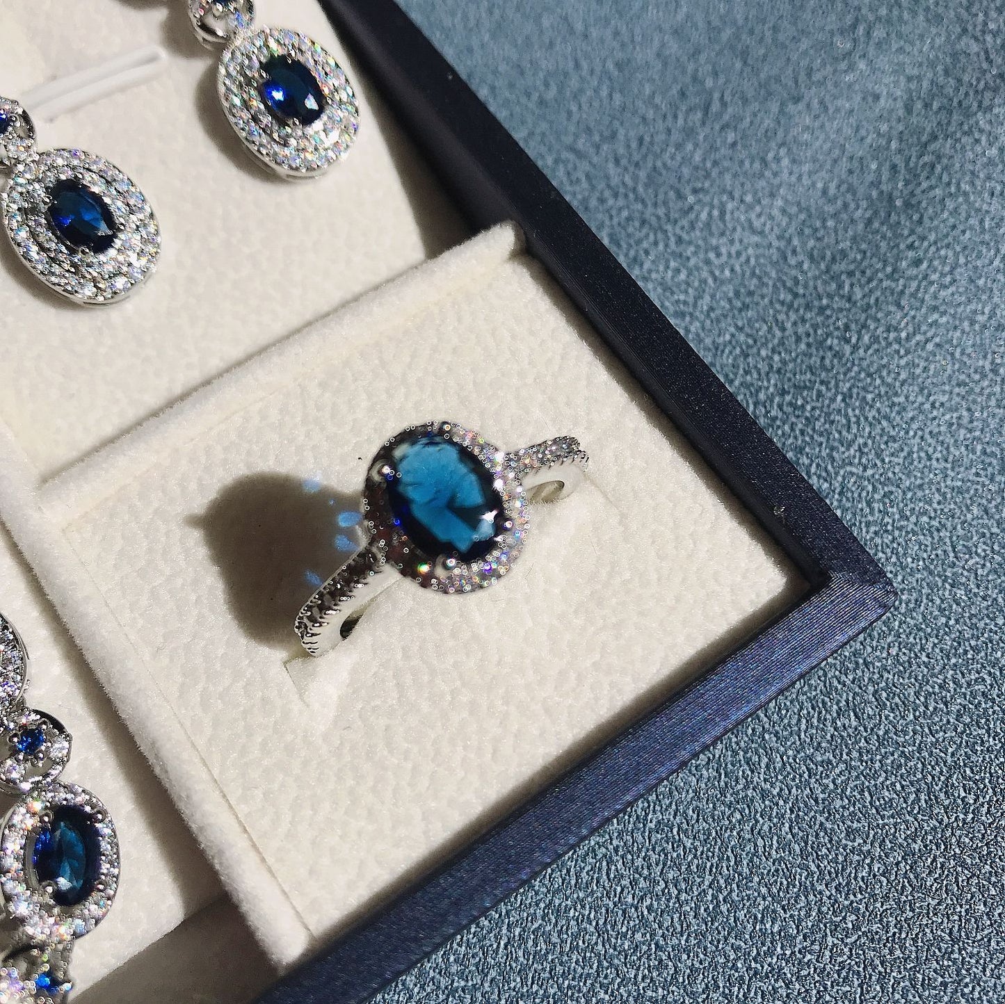 18k gold plated micro-inlaid colorful bracelet earrings ring necklace set