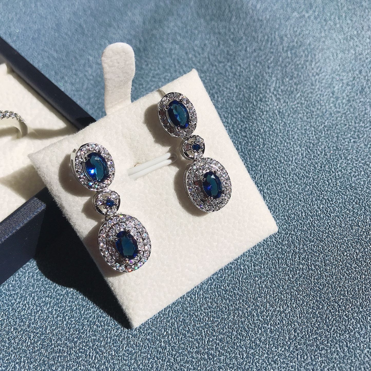 18k gold plated micro-inlaid colorful bracelet earrings ring necklace set